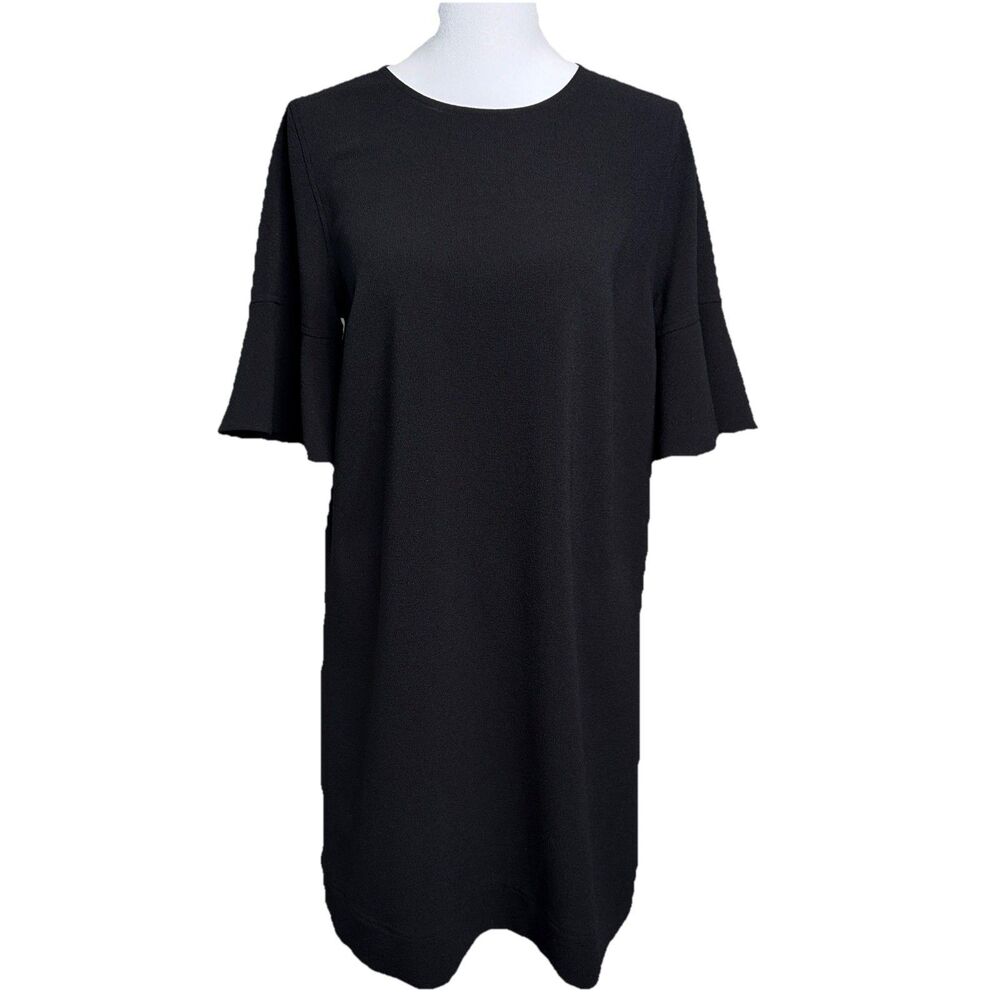 Madewell Crepe Flutter Sleeve Mini Dress Black Shift Women's Size Small LBD
